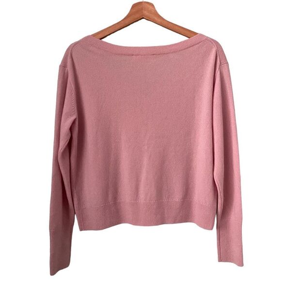 Everlane The Cotton Long Sleeve V-Neck Oversized Cropped Sweater Pink in Size XS - Picture 7 of 10